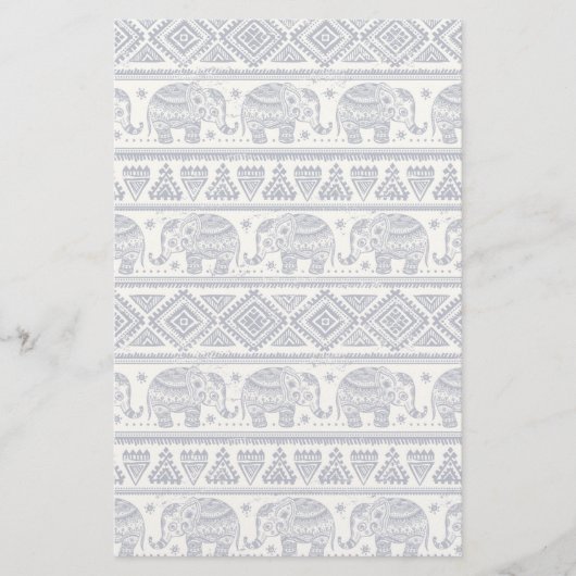 Blauw Elephant Patroon Briefpapier (Voorkant)
