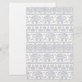 Blauw Elephant Patroon Briefpapier (Voorkant / Achterkant)