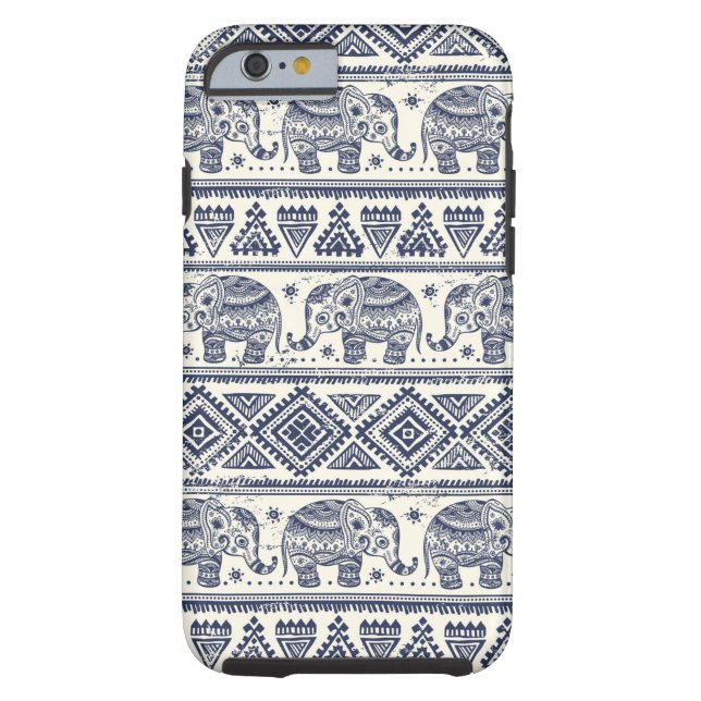 Blauw Elephant Patroon Case-Mate iPhone Case (Achterkant)