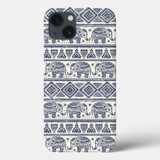 Blauw Elephant Patroon Case-Mate iPhone Case (Achterkant)