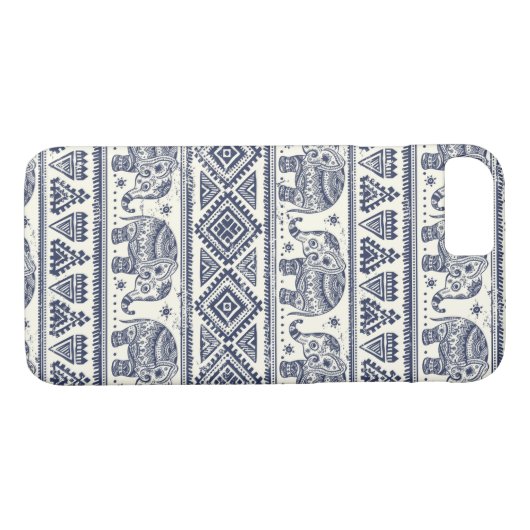 Blauw Elephant Patroon Case-Mate iPhone Case (Achterkant (Horizontaal))