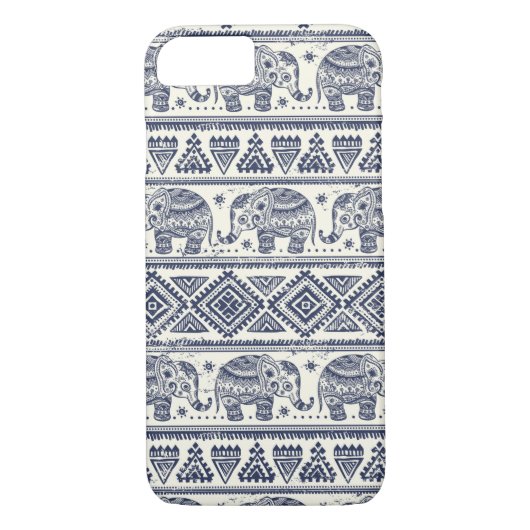 Blauw Elephant Patroon Case-Mate iPhone Case (Achterkant)