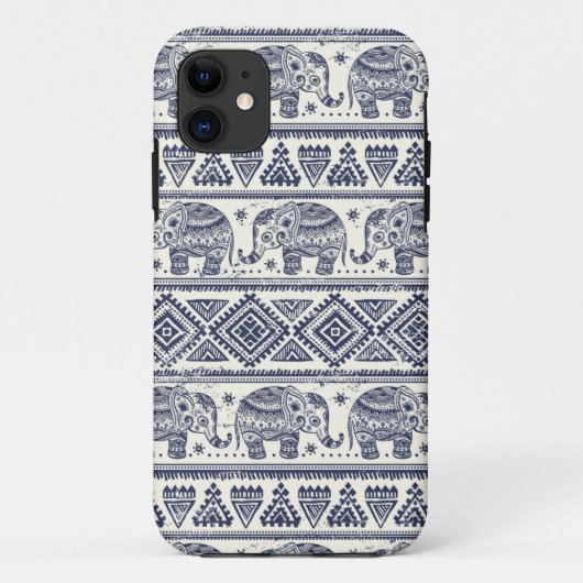 Blauw Elephant Patroon Case-Mate iPhone Case (Achterkant)