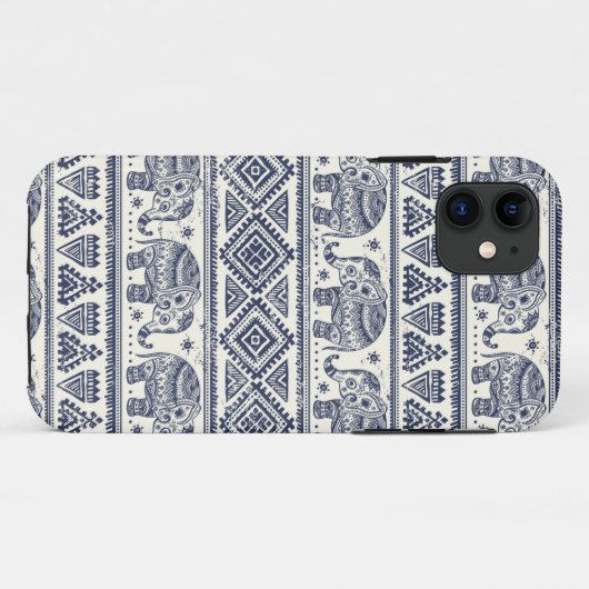 Blauw Elephant Patroon Case-Mate iPhone Case (Achterkant (horizontaal))