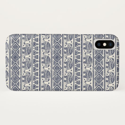 Blauw Elephant Patroon Case-Mate iPhone Case (Achterkant (horizontaal))