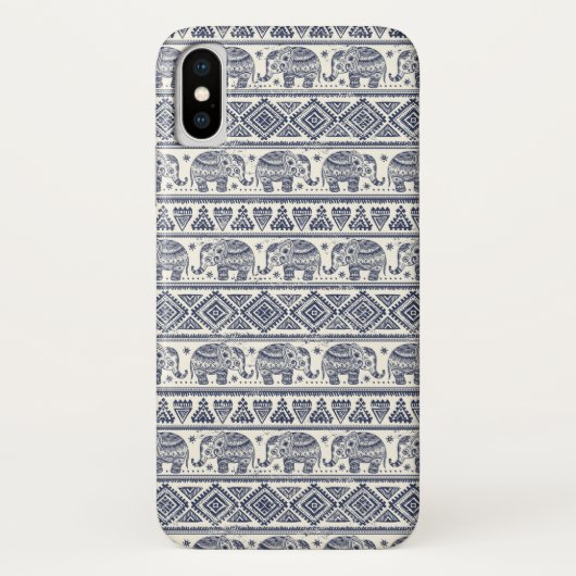 Blauw Elephant Patroon Case-Mate iPhone Case (Achterkant)