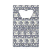 Blauw Elephant Patroon Creditkaart Flessenopener (Voorkant)