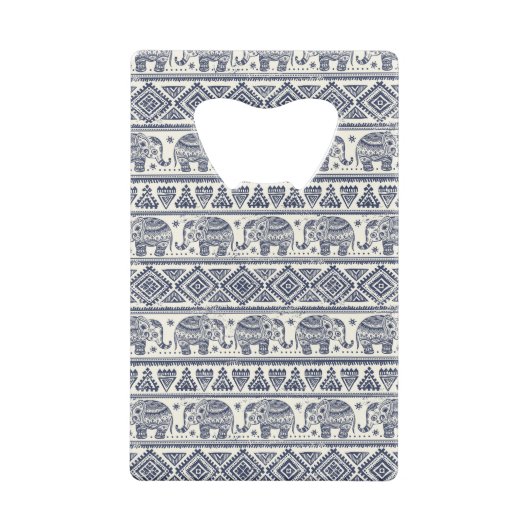 Blauw Elephant Patroon Creditkaart Flessenopener (Achterkant)