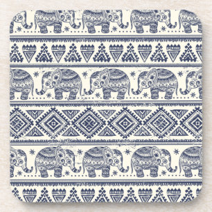 Blauw Elephant Patroon Drankjes Onderzetter