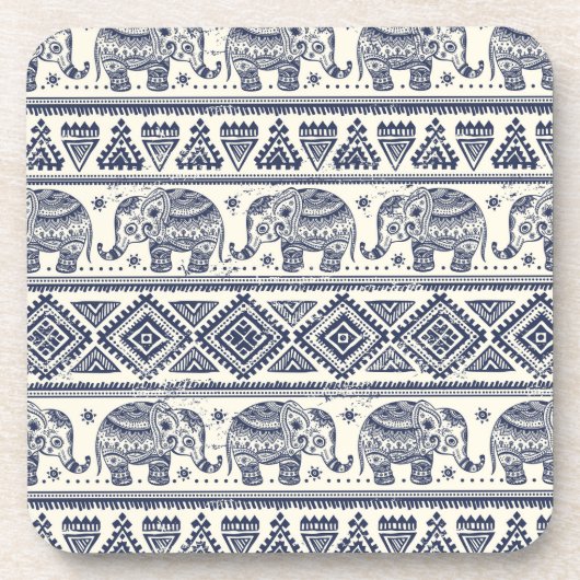 Blauw Elephant Patroon Drankjes Onderzetter (Voorkant)