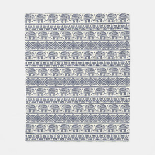 Blauw Elephant Patroon Fleece Deken