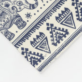 Blauw Elephant Patroon Fleece Deken (Hoek)