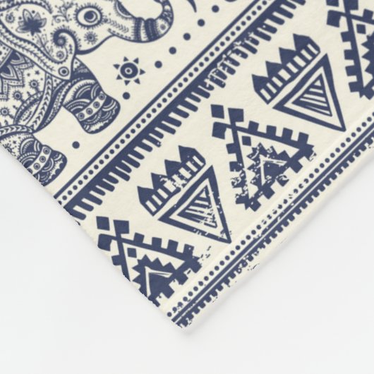 Blauw Elephant Patroon Fleece Deken (Hoek)