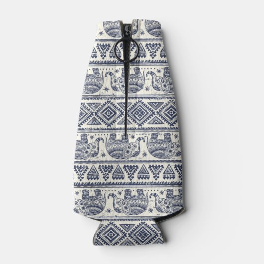 Blauw Elephant Patroon Flesjeskoeler (Achterkant)