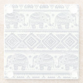 Blauw Elephant Patroon Glazen Onderzetter (Achterkant)