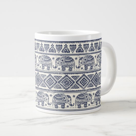 Blauw Elephant Patroon Grote Koffiekop (Voorkant rechts)