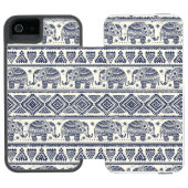 Blauw Elephant Patroon Incipio iPhone Portemonnee Hoesje (Agenda Open)