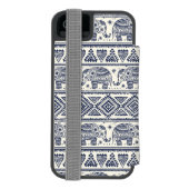 Blauw Elephant Patroon Incipio iPhone Portemonnee Hoesje (Agenda Achterkant)