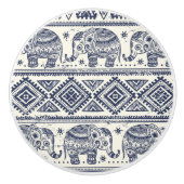 Blauw Elephant Patroon Keramische Knop (Voorkant)