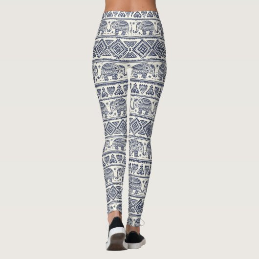 Blauw Elephant Patroon Leggings (Achterkant)