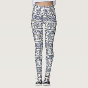 Blauw Elephant Patroon Leggings