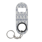 Blauw Elephant Patroon Mini Flessenopener (Voorkant)