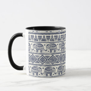Blauw Elephant Patroon Mok