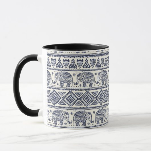 Blauw Elephant Patroon Mok (Links)