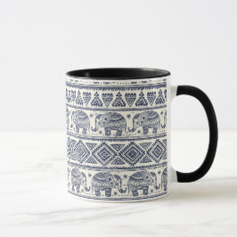 Blauw Elephant Patroon Mok