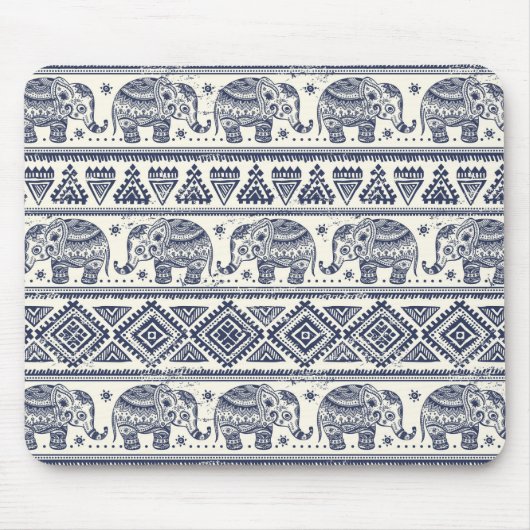 Blauw Elephant Patroon Muismat (Voorkant)