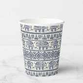 Blauw Elephant Patroon Papieren Bekers (Rechts)