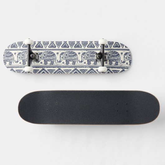 Blauw Elephant Patroon Persoonlijk Skateboard (Horizontaal)