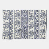 Blauw Elephant Patroon Theedoek (Horizontaal)