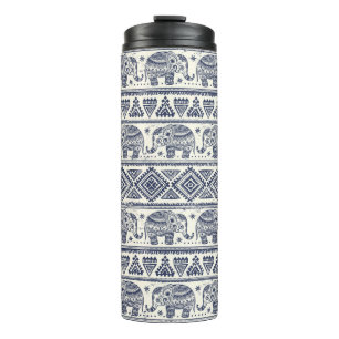 Blauw Elephant Patroon Thermosbeker