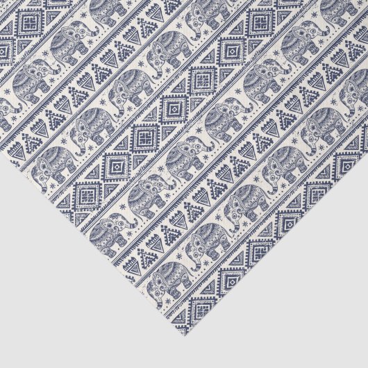 Blauw Elephant Patroon Tissuepapier (Detail)