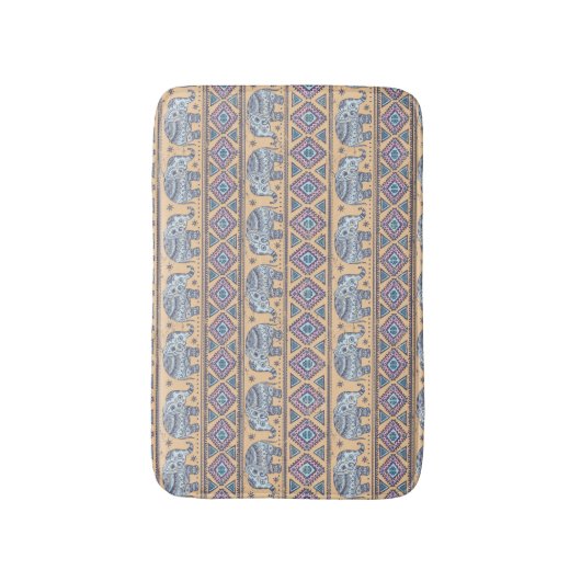 Blauw Elephant Tribal Patroon Badmat (Voorkant Verticaal)