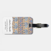Blauw Elephant Tribal Patroon Bagagelabel (Achterkant horizontaal)