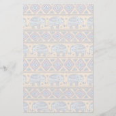 Blauw Elephant Tribal Patroon Briefpapier (Voorkant)