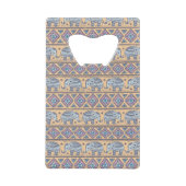 Blauw Elephant Tribal Patroon Creditkaart Flessenopener (Voorkant)