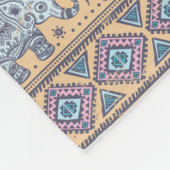 Blauw Elephant Tribal Patroon Fleece Deken (Hoek)