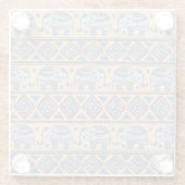 Blauw Elephant Tribal Patroon Glazen Onderzetter (Achterkant)