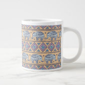 Blauw Elephant Tribal Patroon Grote Koffiekop (Rechts)