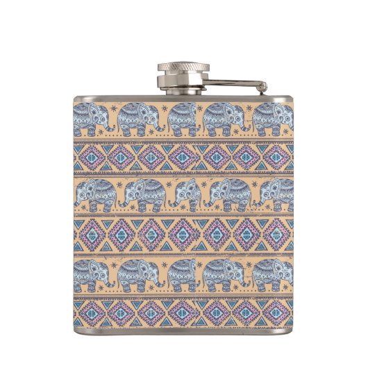 Blauw Elephant Tribal Patroon Heupfles (Achterkant)
