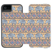 Blauw Elephant Tribal Patroon Incipio iPhone Portemonnee Hoesje (Agenda Open)