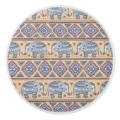 Blauw Elephant Tribal Patroon Keramische Knop (Voorkant)