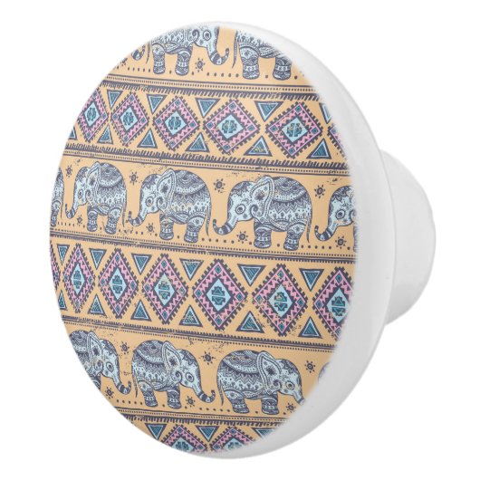 Blauw Elephant Tribal Patroon Keramische Knop (Rechts)