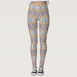 Blauw Elephant Tribal Patroon Leggings