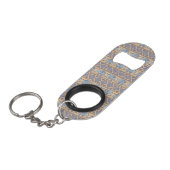 Blauw Elephant Tribal Patroon Mini Flessenopener (Voorkant Gekanteld)