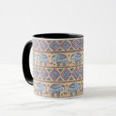 Blauw Elephant Tribal Patroon Mok (Voorkant links)