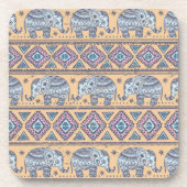 Blauw Elephant Tribal Patroon Onderzetter (Voorkant)